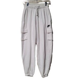 Nike Cargo Joggers XS White Sweatpants Swoosh Logo Pocket Lounge Streetwear